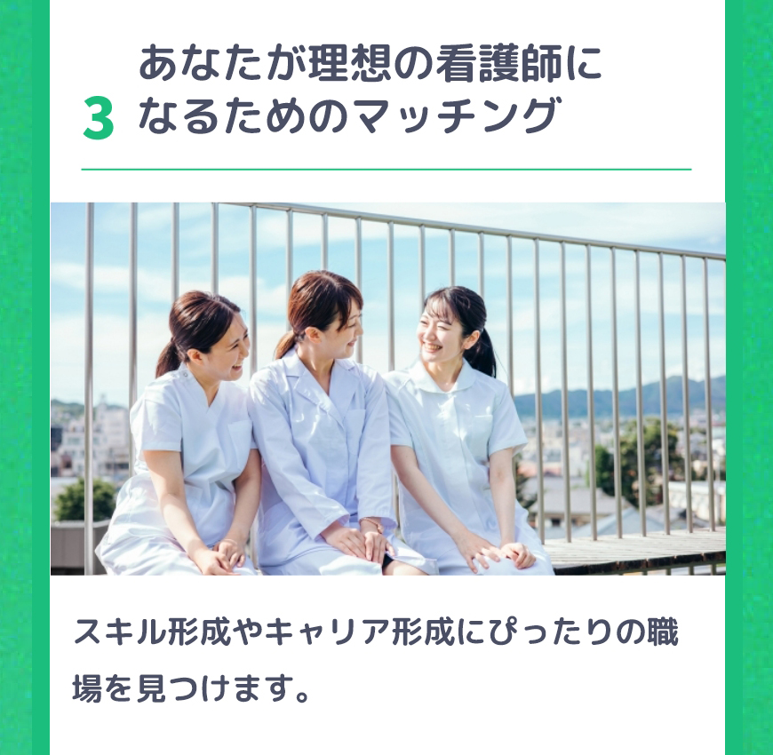 【ナースコール未来】5つの強み：3.あなたが理想の看護師になるためのマッチング